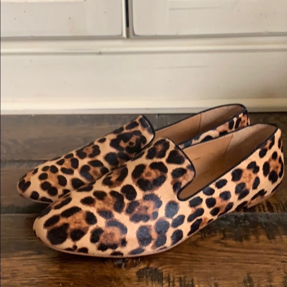 Jcrew cheetah calf hair loafers